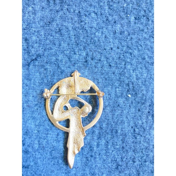 Art Nouveau Muse Brooch Gold Woman Silhouette with Pearl Detail Vintage inspired - Picture 6 of 6